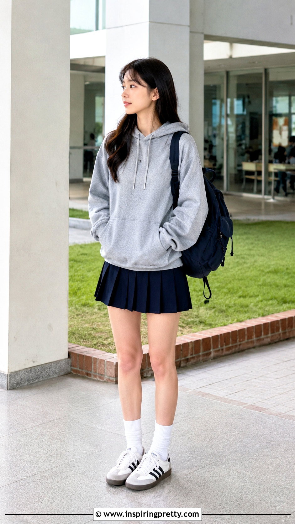 Korean Hoodie And Pleated Skirt Outfit - 50 korean fashion top outfit ideas