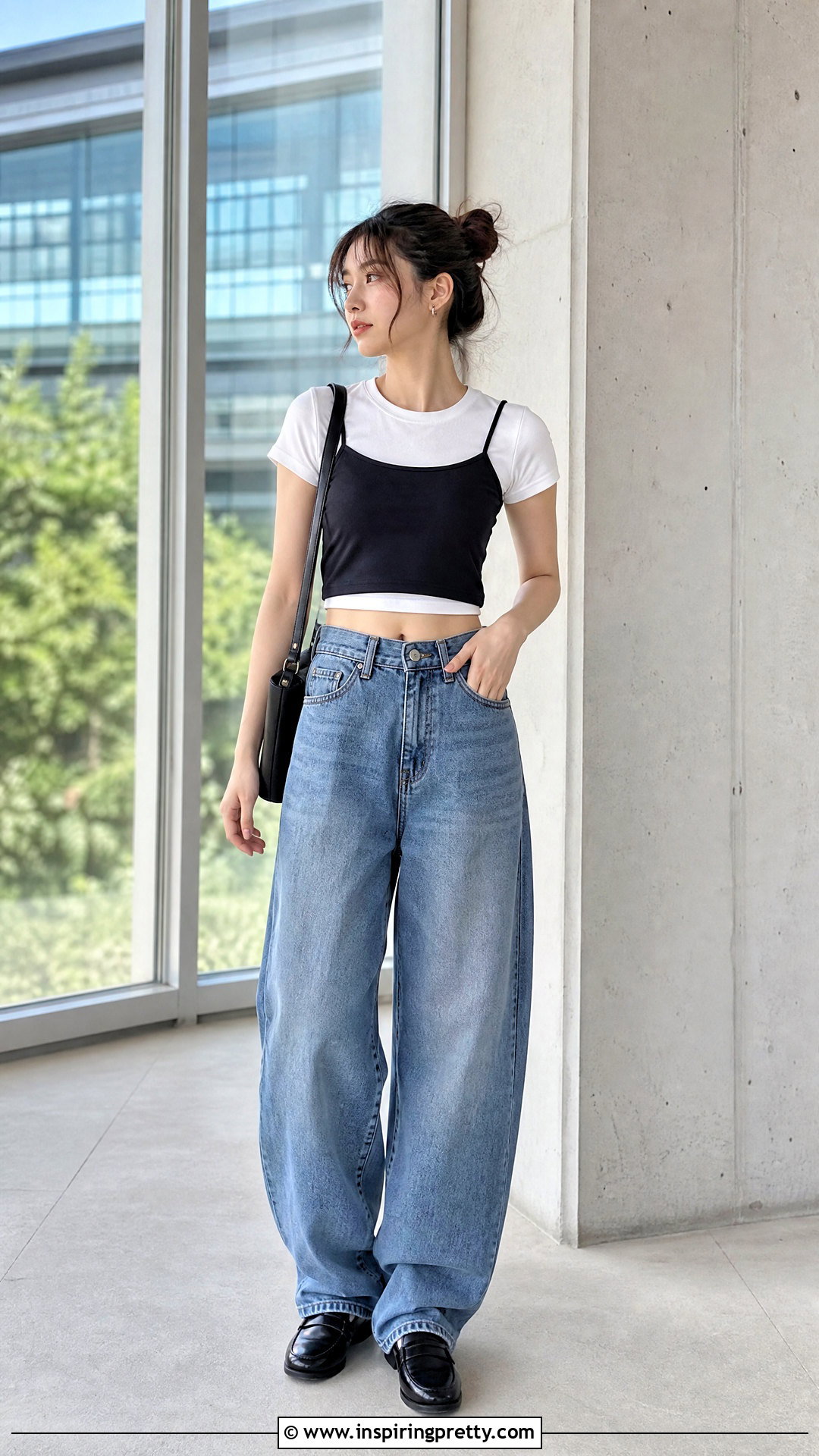 Korean Layered Crop Top Over T Shirt - 50 korean crop top outfit ideas
