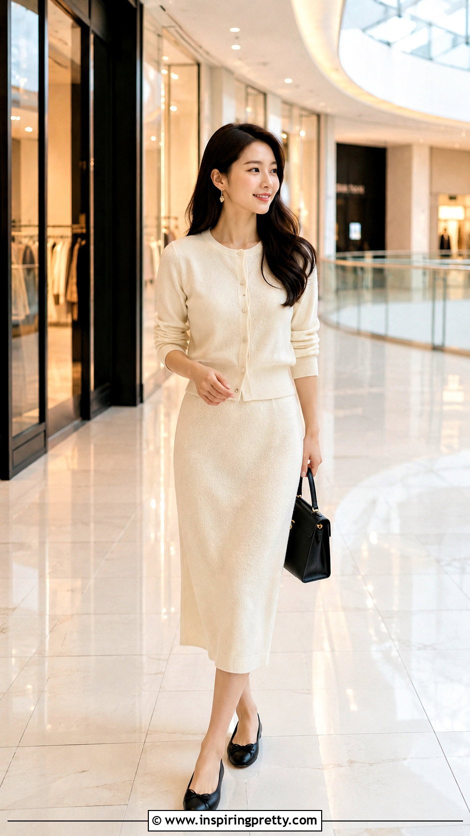 Korean Matching Knit Cardigan And Skirt Outfit - 50 korean fashion top outfit ideas