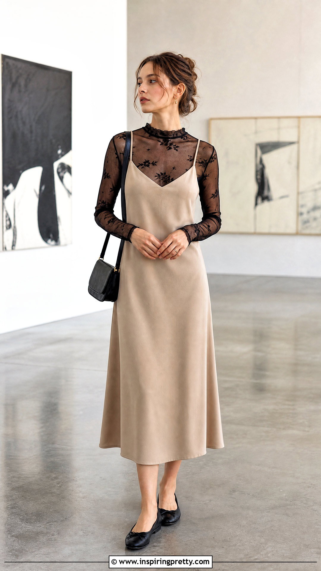 Korean Mesh Layering Top With Cami Dress - 50 cute korean tops outfit ideas