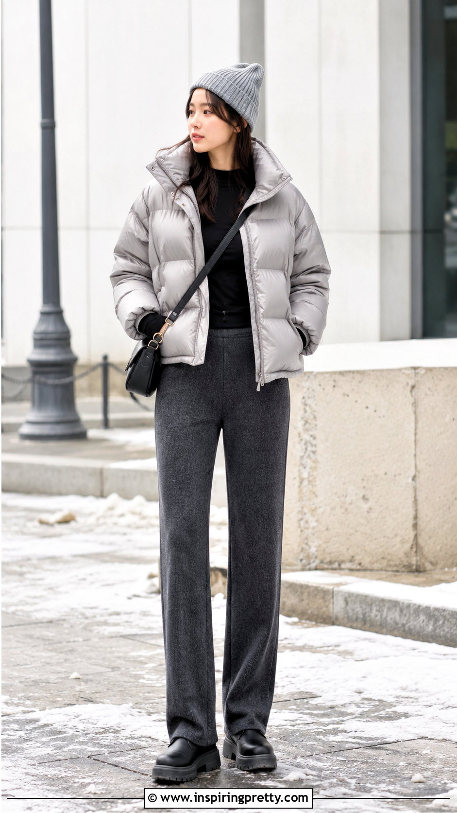 Korean Puffer Jacket And Knit Pants Outfit - 50 korean fashion top outfit ideas