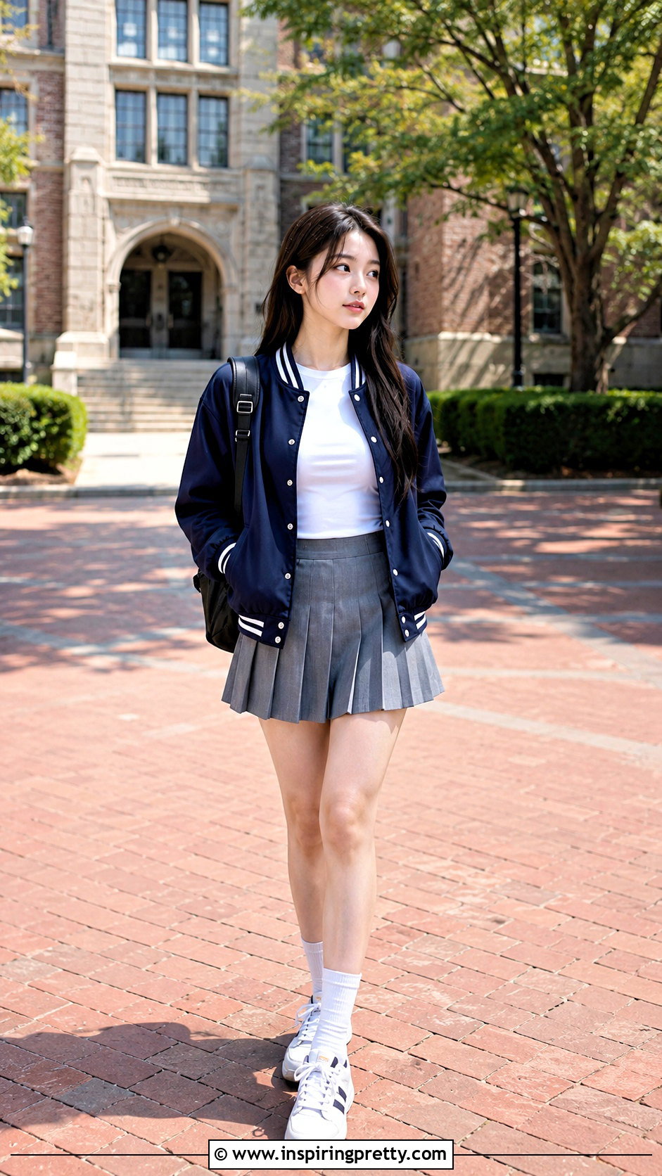 Korean Varsity Jacket And Tennis Skirt Outfit - 50 korean fashion top outfit ideas