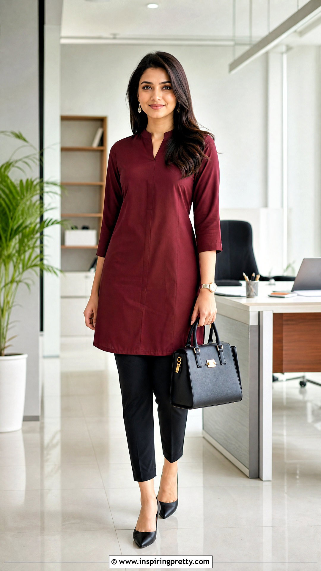 Kurta Top With Black Cigarette Pants - how to style kurta tops (20 ways)