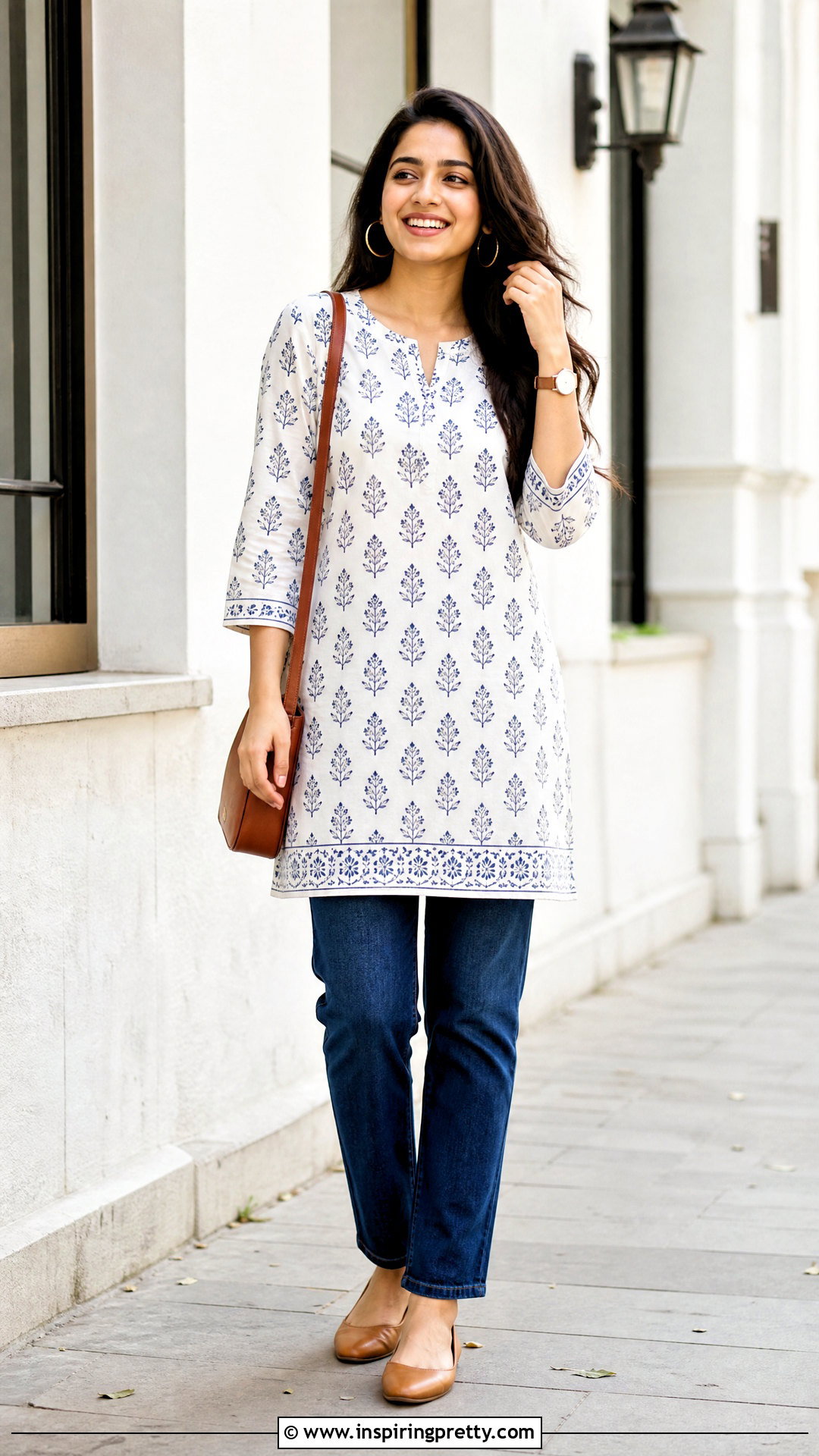Kurta Top With Straight Leg Jeans - how to style kurta tops (20 ways)