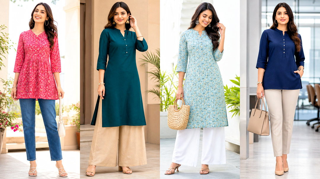 50 Kurti Top Outfit Ideas for Chic Indo-Western Daily Style