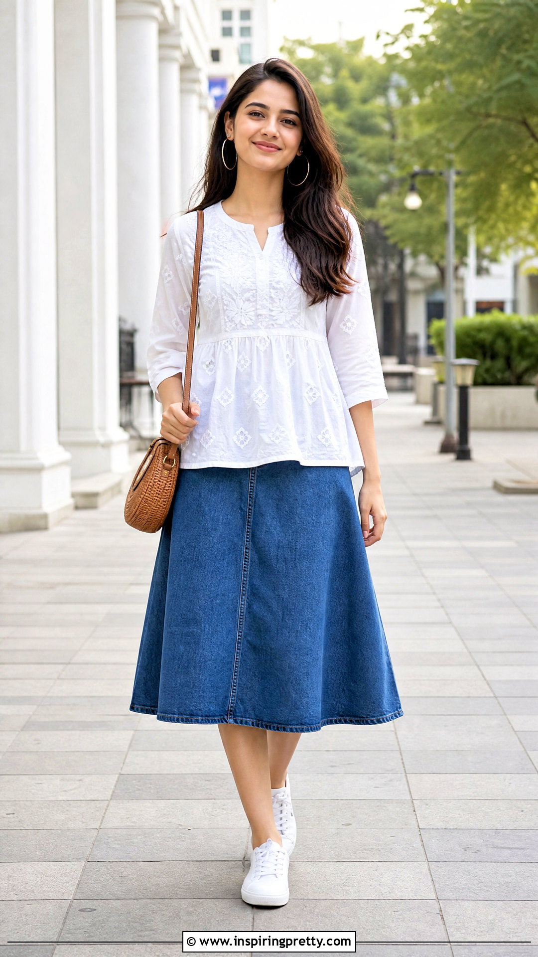 Kurti Top With Denim Skirt - 50 kurti top outfit ideas