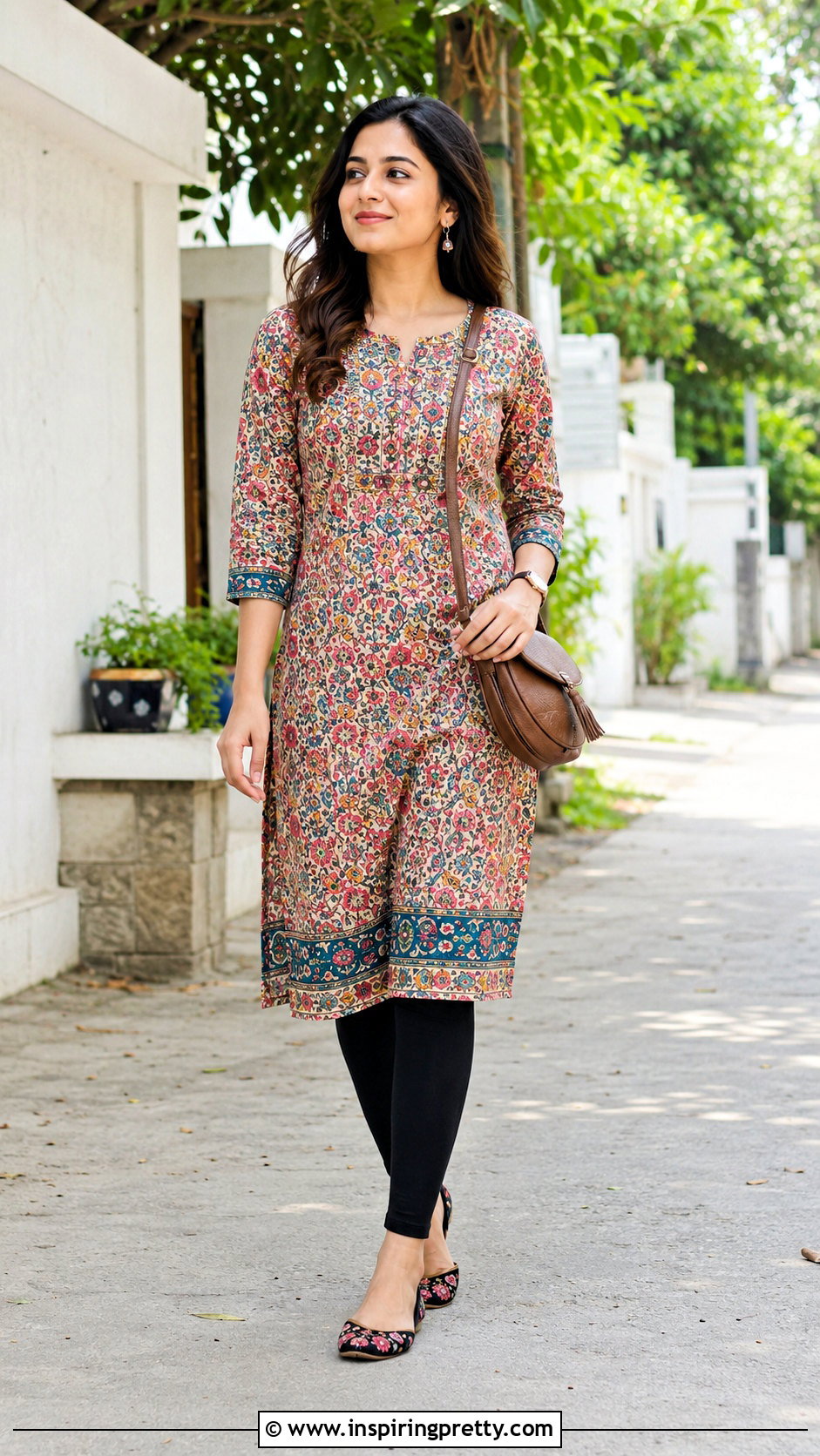 Kurti With Black Leggings - 50 kurti tops outfit ideas