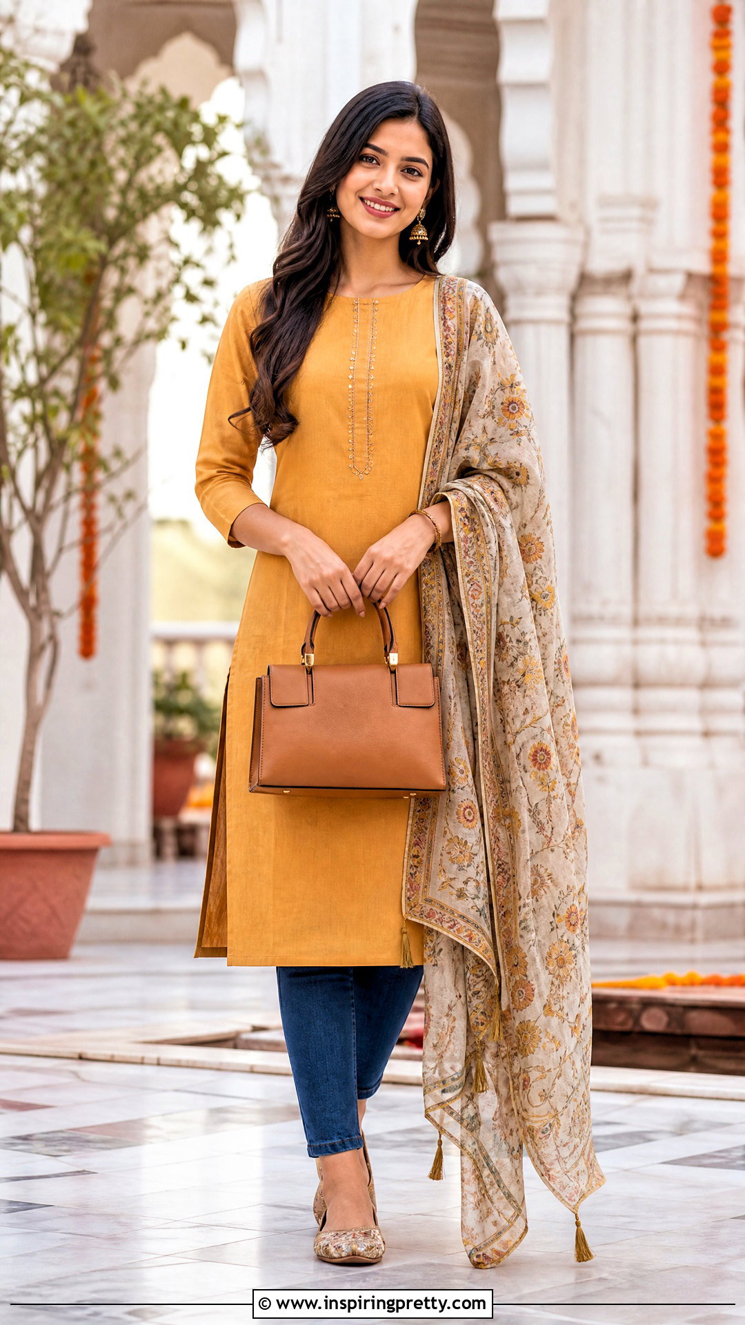 Kurti With Dupatta And Jeans - 50 jeans tops indian styles