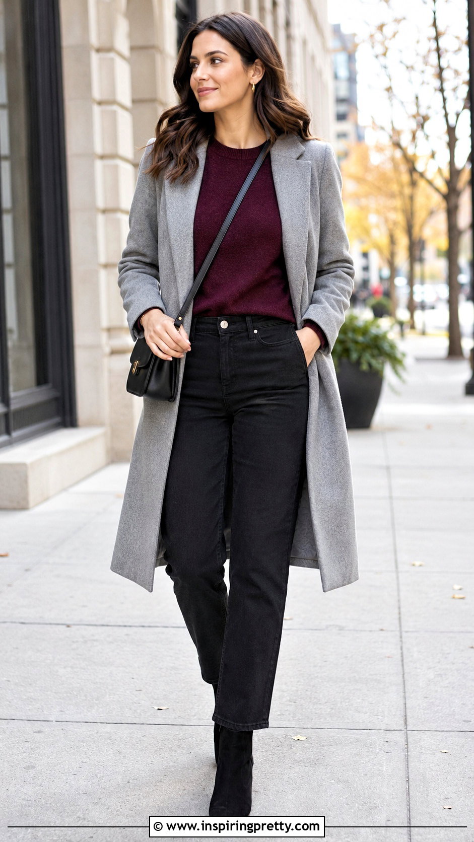 LOFT Maroon Top With Black Jeans and Ankle Boots - 20 loft maroon top outfit ideas