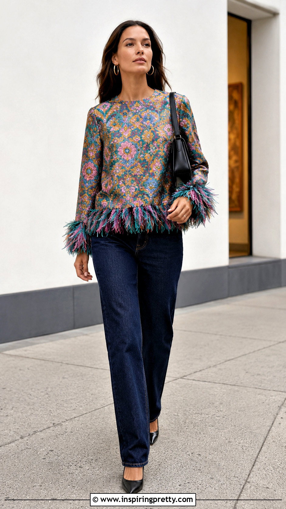 La DoubleJ Feather Top With Dark Wash Jeans - 20 la double j feather top outfit ideas
