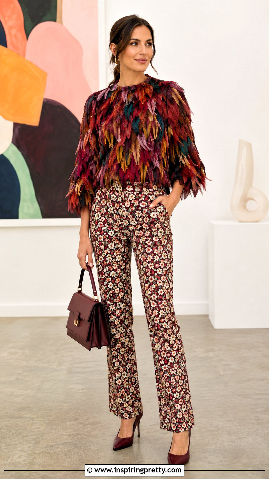 La DoubleJ Feather Top With Printed Trousers - 20 la double j feather top outfit ideas