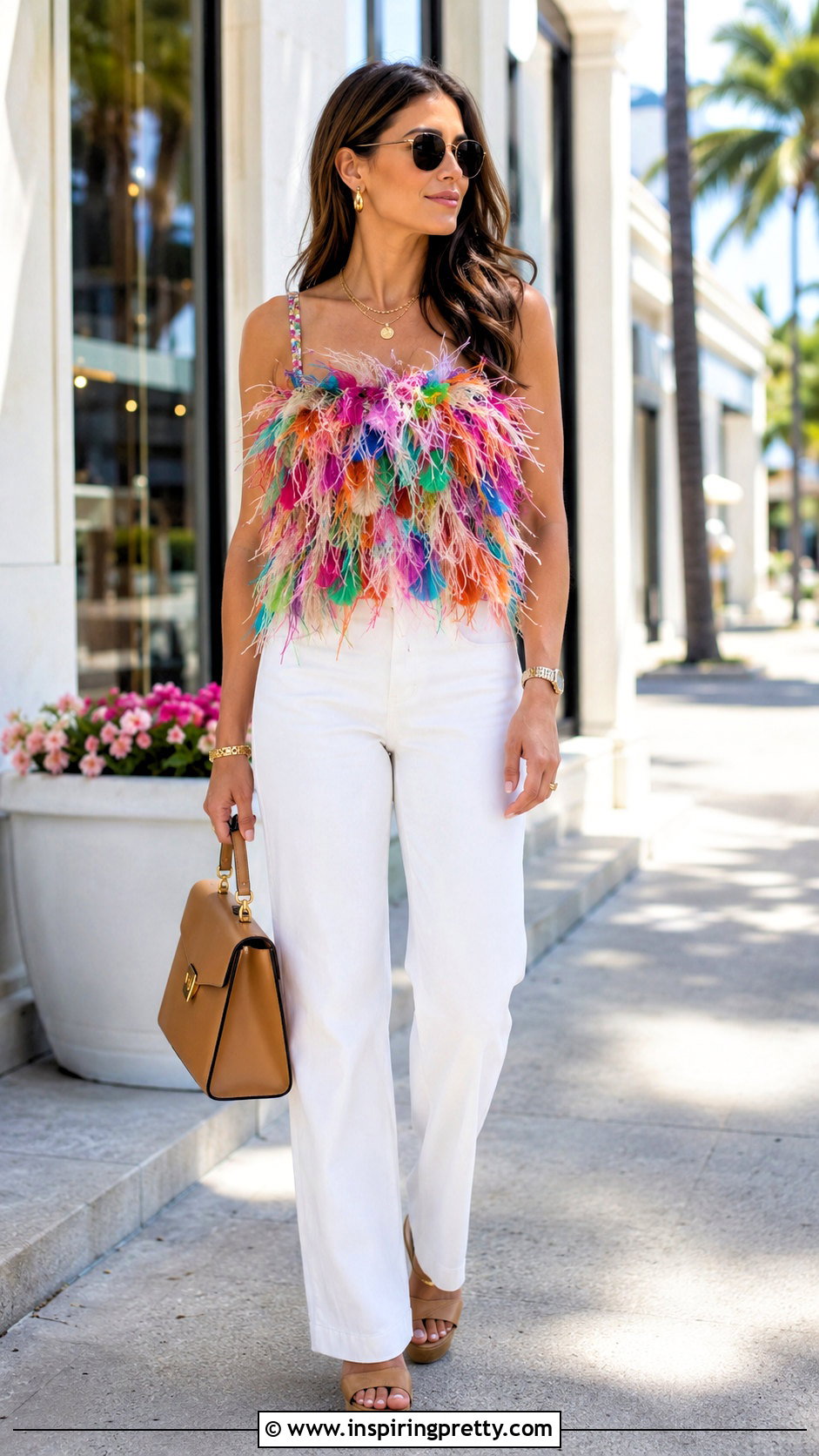 La DoubleJ Feather Top With White Jeans - 20 la double j feather top outfit ideas