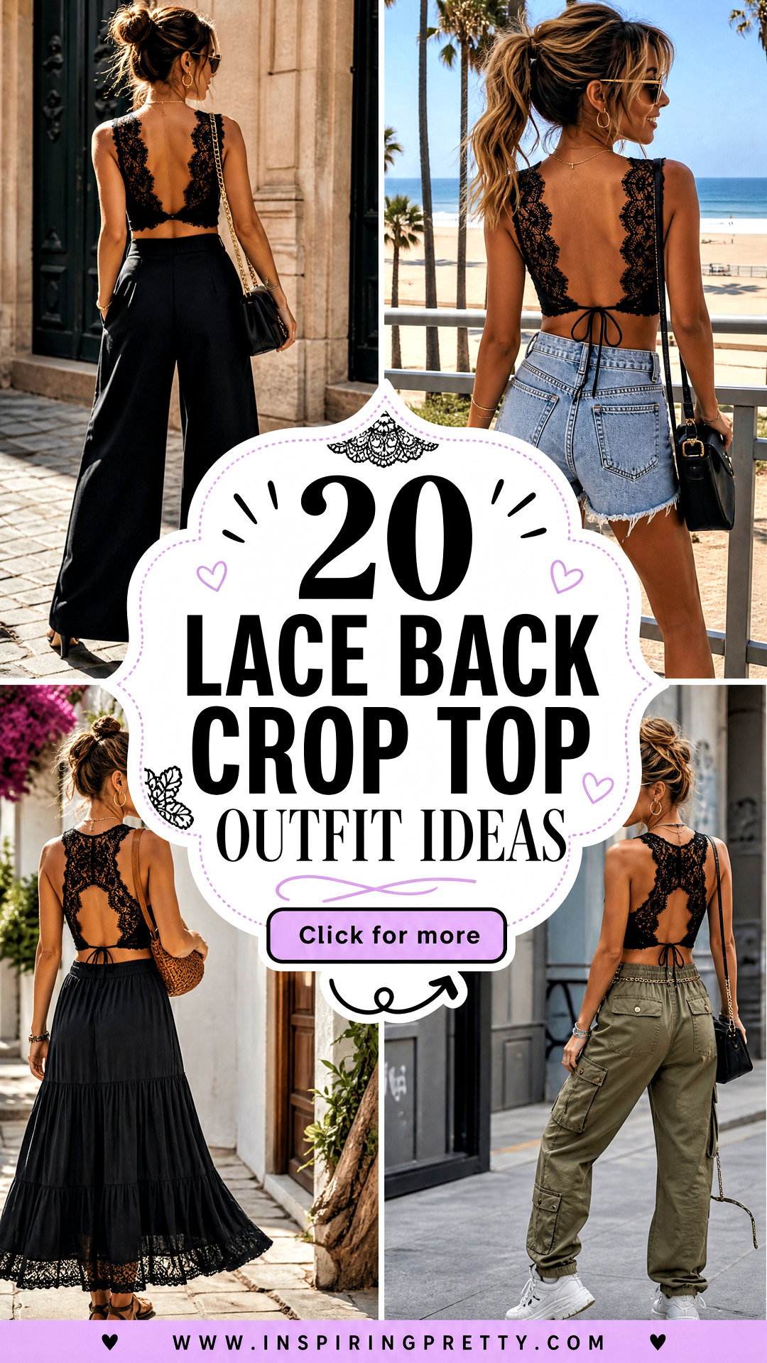 20 Lace Back Crop Top Outfit Ideas for Romantic Summer Style - 20 Lace Back Crop Top Outfit Ideas for Romantic Summer Style
