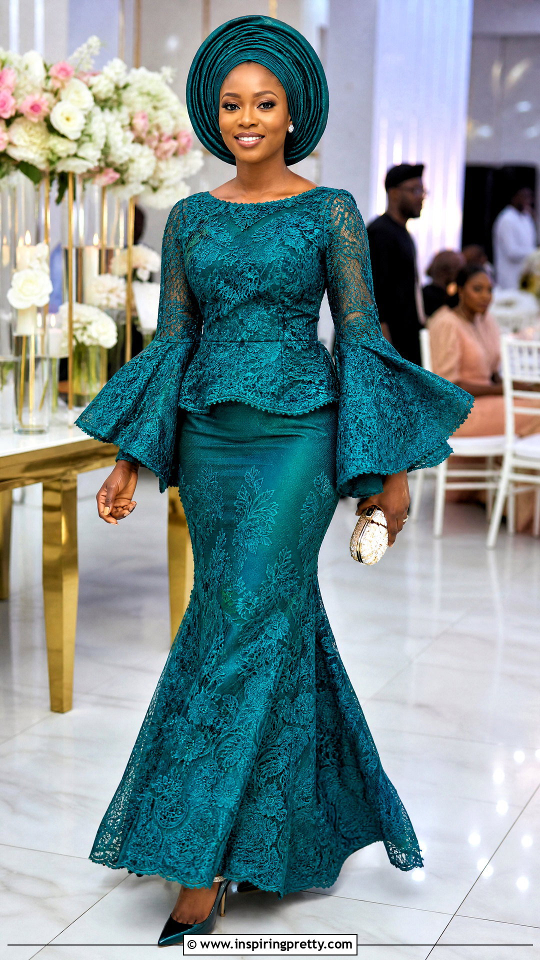 Lace Bell Sleeve Top And Mermaid Skirt - 50 skirt and top lace styles