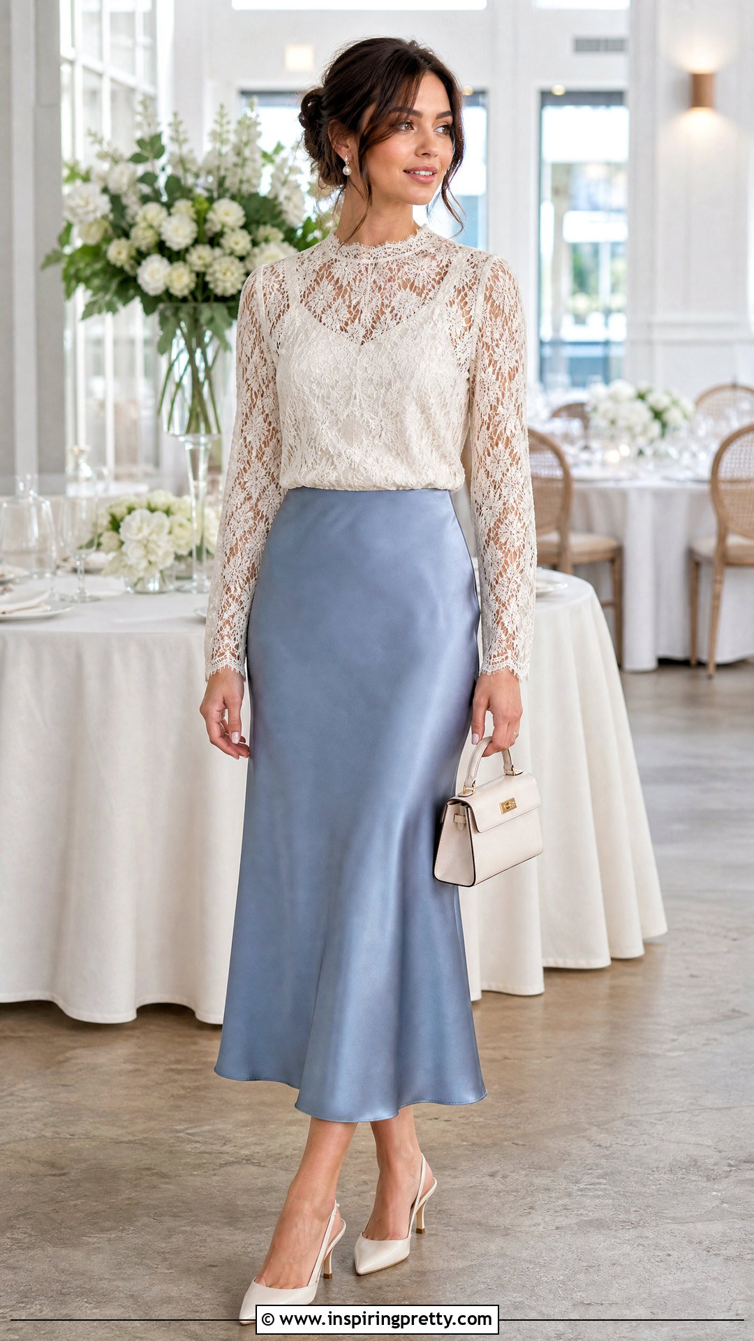 Lace Blouse With Satin Midi Skirt - 25 Fancy Tops For Ladies