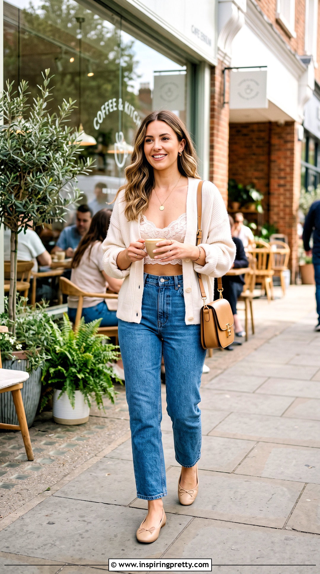 Lace Bra Top With Cardigan And Straight Jeans - 50 lace bra top outfit ideas