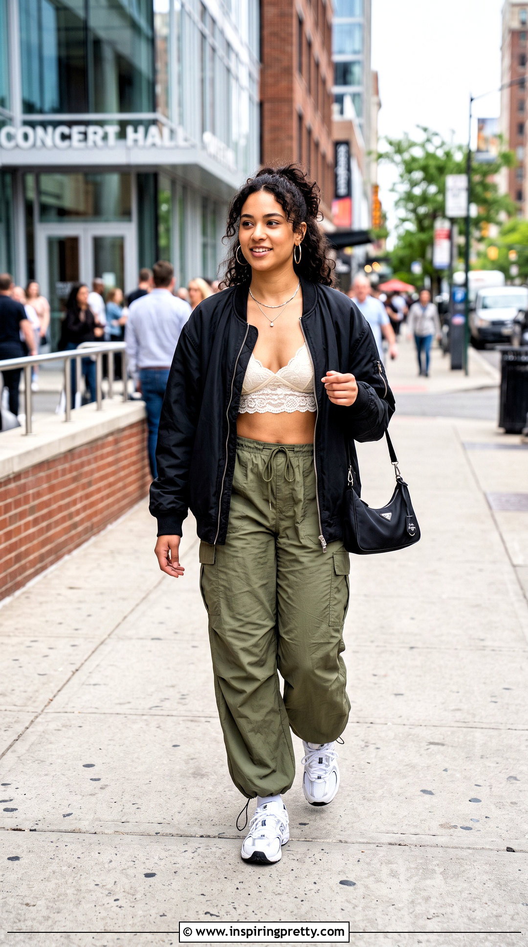 Lace Bra Top With Parachute Pants - 50 lace bra top outfit ideas
