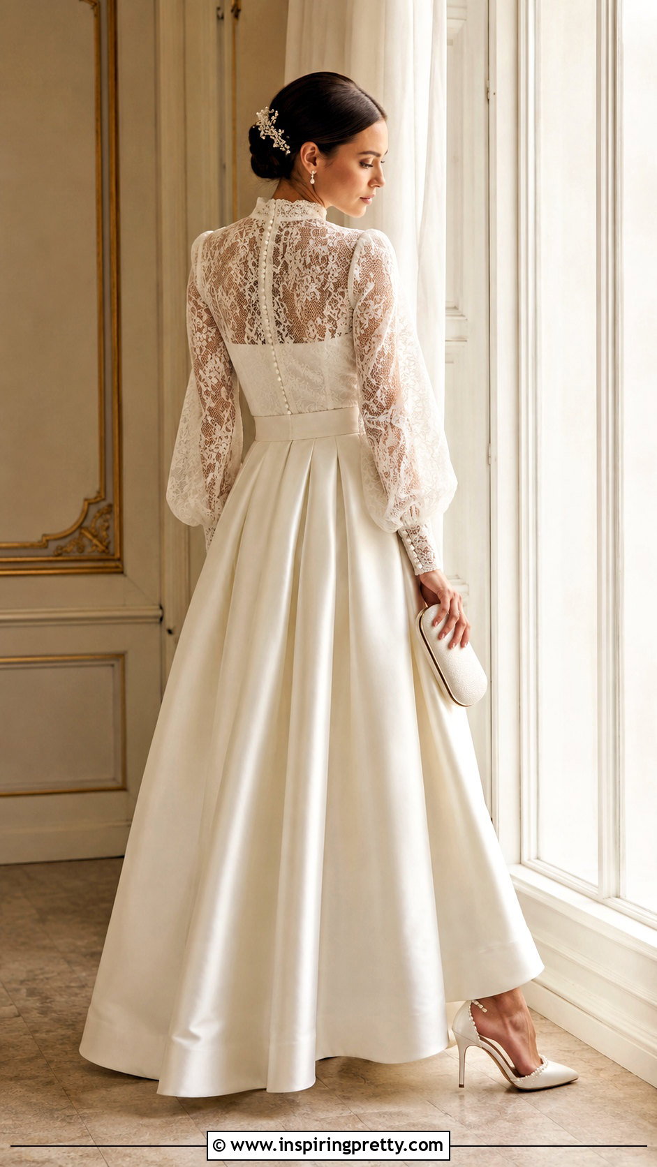 Lace Bridal Blouse With Pleated Satin Skirt - 20 Bridal Lace Top Separate outfit ideas