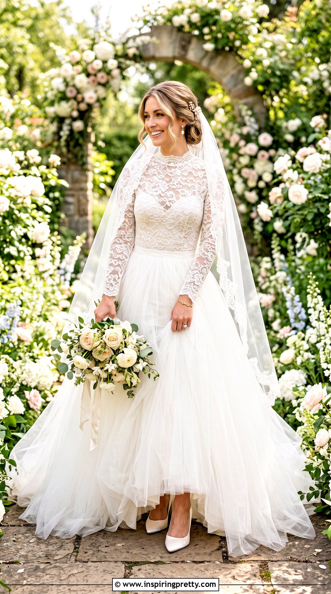 Lace Bridal Bodysuit With Tulle Skirt - 20 Bridal Bodysuit Top outfit ideas