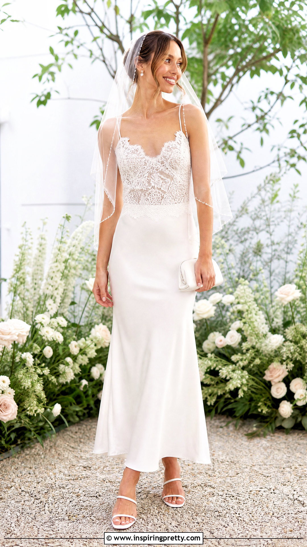 Lace Bridal Cami Top With Satin Slip Skirt - 20 Bridal Cami Top outfit ideas