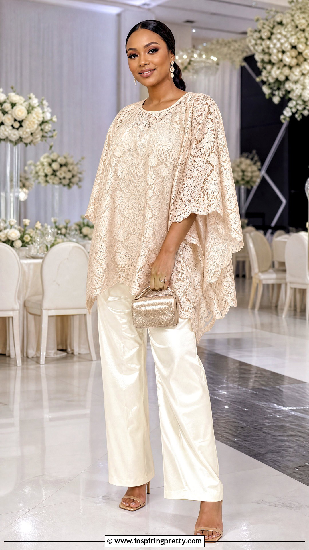 Lace Bubu Top With Satin Pants - 50 bubu top style ideas