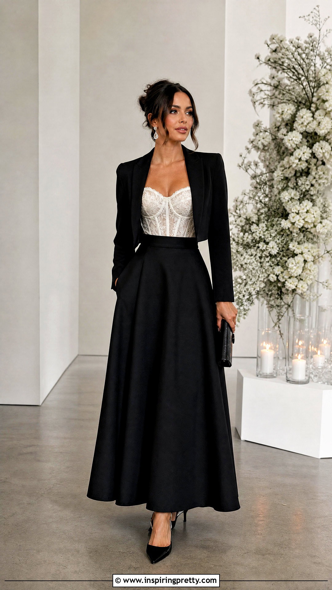 Lace Bustier Corset Top With Black Maxi Skirt - 25 Lace Bustier Corset Top outfit ideas