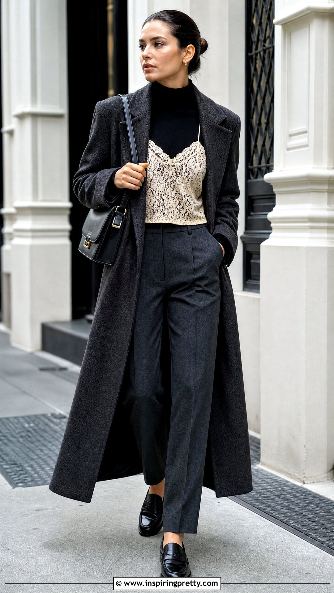 Lace Cami Top Over A Turtleneck - 50 lace cami top outfit ideas