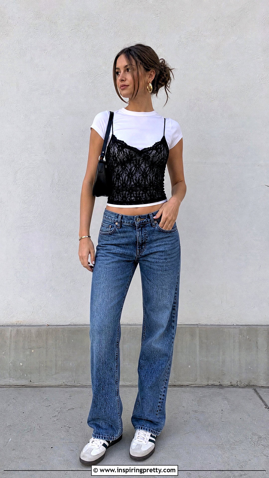 Lace Cami Top Over A White T Shirt - 50 lace cami top outfit ideas