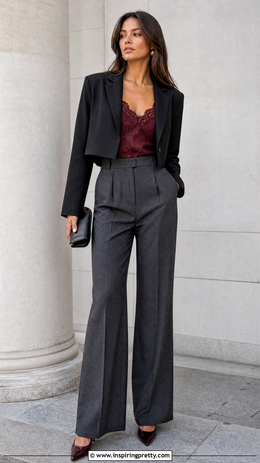 Lace Cami Top With Wide Leg Trousers - 50 lace cami top outfit ideas