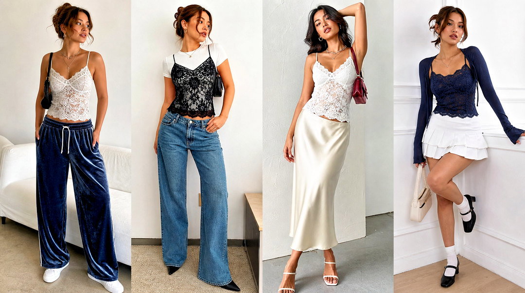 25 Lace Cami Top Y2K Outfit Ideas for a Dreamy Retro Look