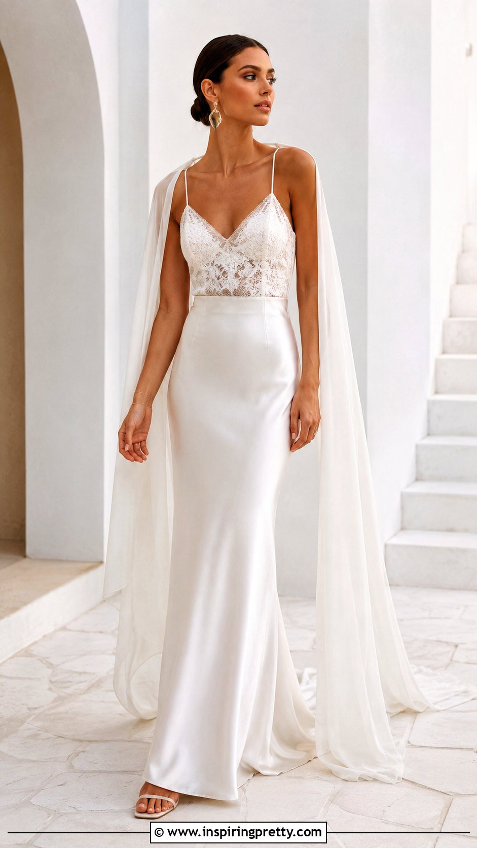 Lace Camisole Bridal Top With Bias Cut Skirt - 20 Bridal Lace Top Separate outfit ideas