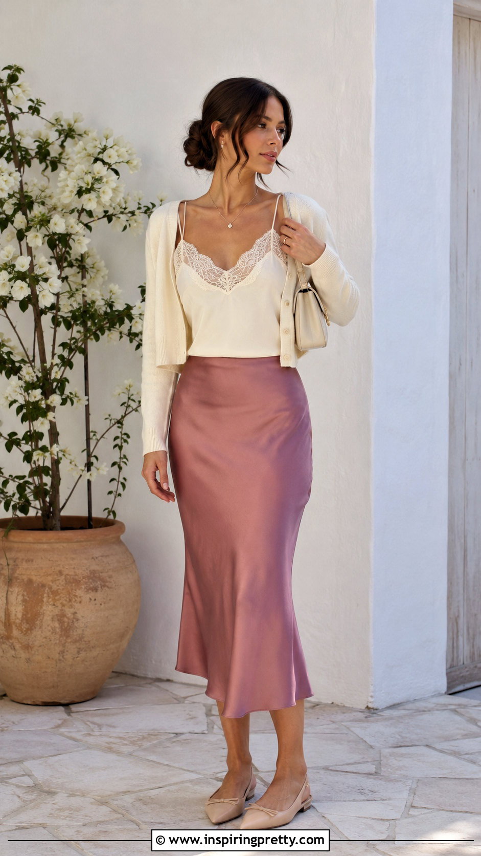 Lace Camisole With Midi Skirt - 20 organize camisoles tank tops outfit ideas
