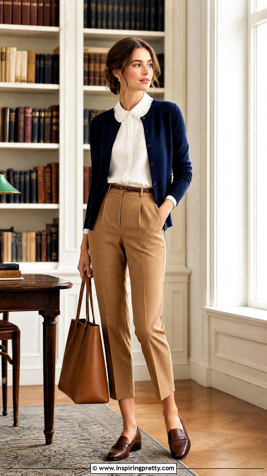 Lace Collar Blouse With Cropped Trousers - 50 lace tops for women classy ideas
