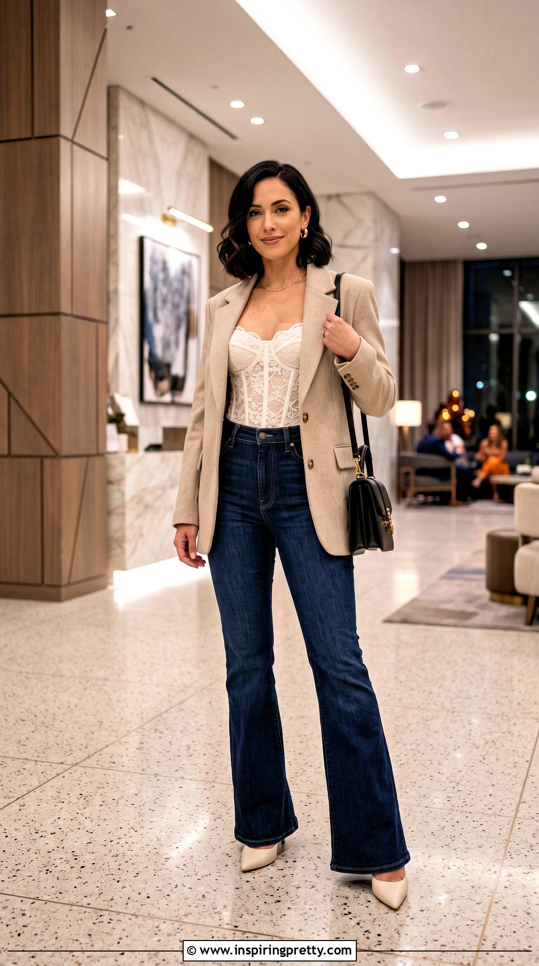 Lace Corset Top With Dark Bell Bottom Jeans - 25 corset top with bell bottom jeans