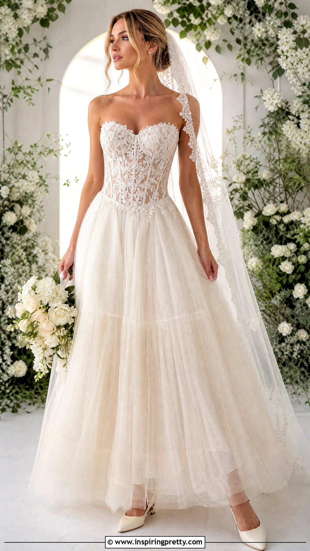 Lace Corset Wedding Dress With Tulle Skirt - 50 wedding dress corset top outfit ideas