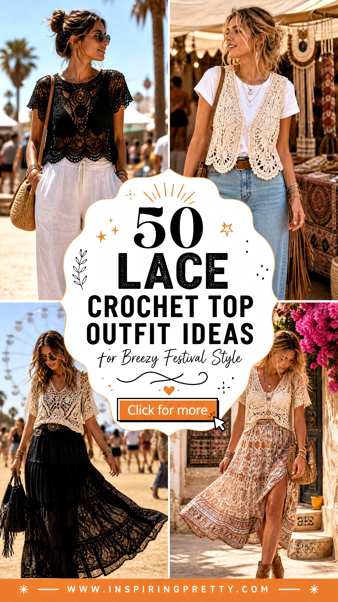 50 Lace Crochet Top Outfit Ideas for Breezy Festival Style - 50 Lace Crochet Top Outfit Ideas for Breezy Festival Style