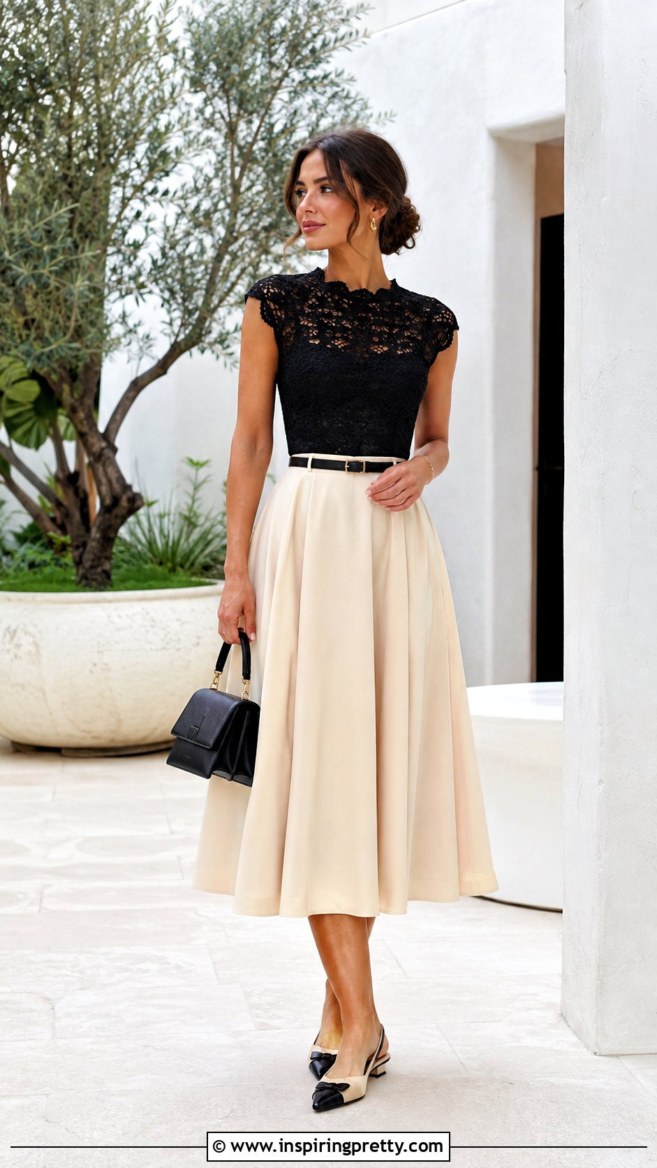 Lace Crochet Top With A Line Midi Skirt - 50 lace crochet top outfit ideas