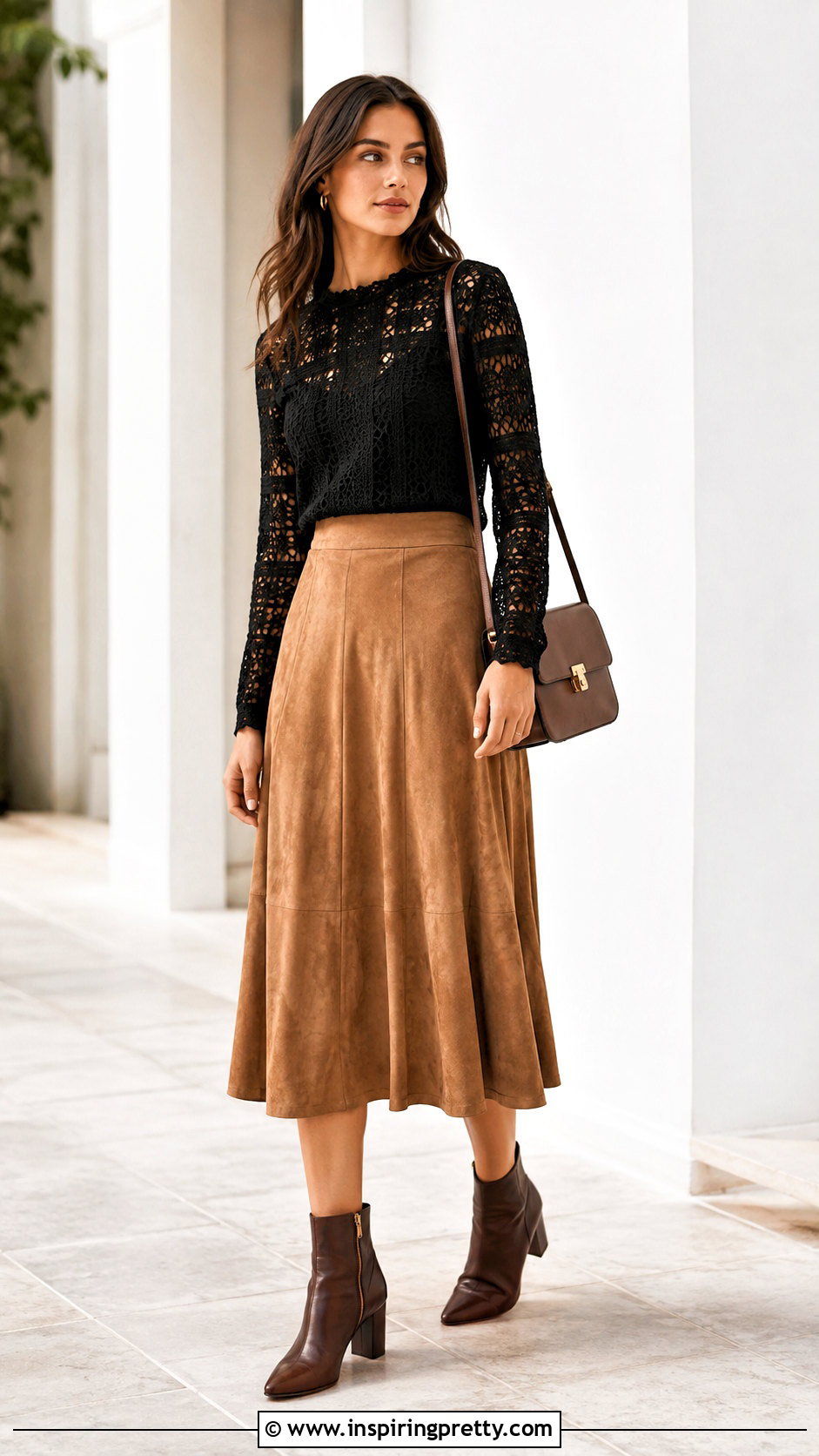 Lace Crochet Top With Faux Suede Skirt - 50 lace crochet top outfit ideas