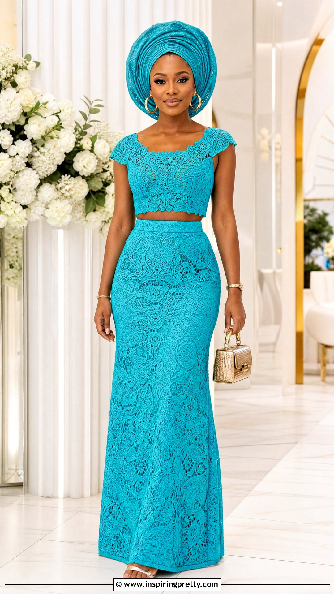 Lace Crop Top And High Waist Maxi Skirt - 50 skirt and top lace styles