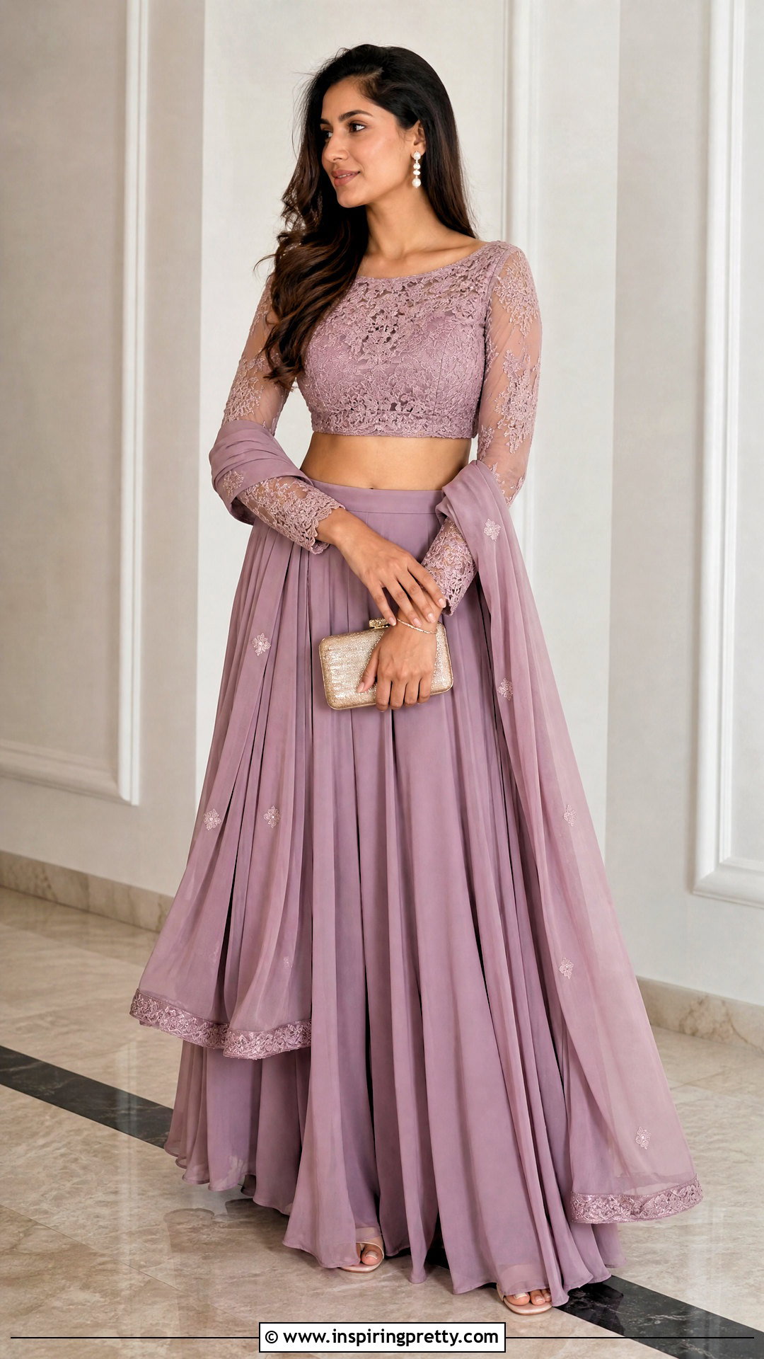 Lace Crop Top Blouse With Lehenga - 50 crop top blouse designs