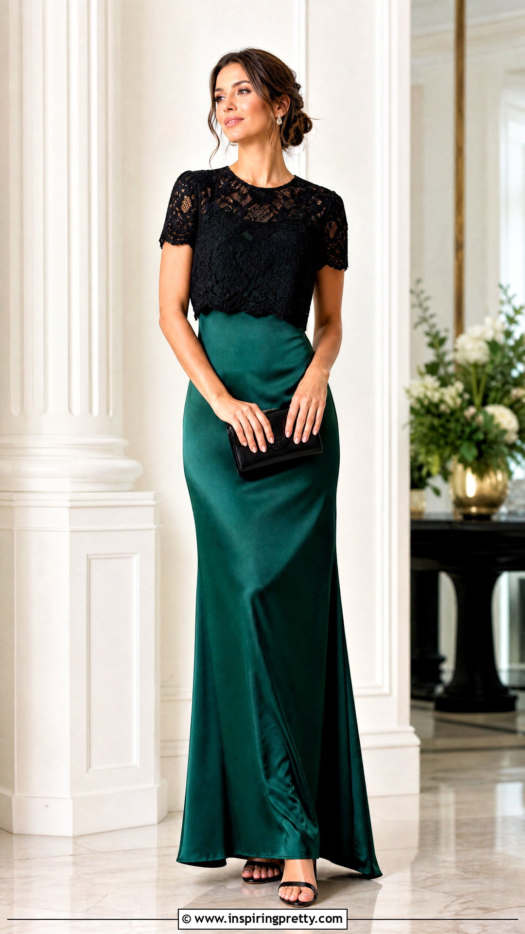 Lace Crop Top Over Satin Maxi Dress - 25 Crop Top Over Maxi Dress outfit ideas