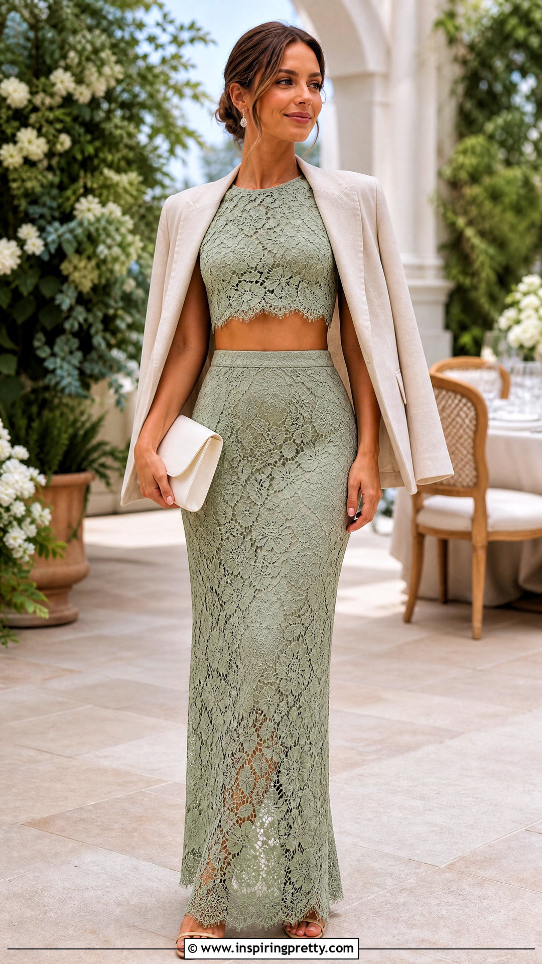 Lace Crop Top With Matching Maxi Skirt - 20 Lace Crop Top Fashion ideas