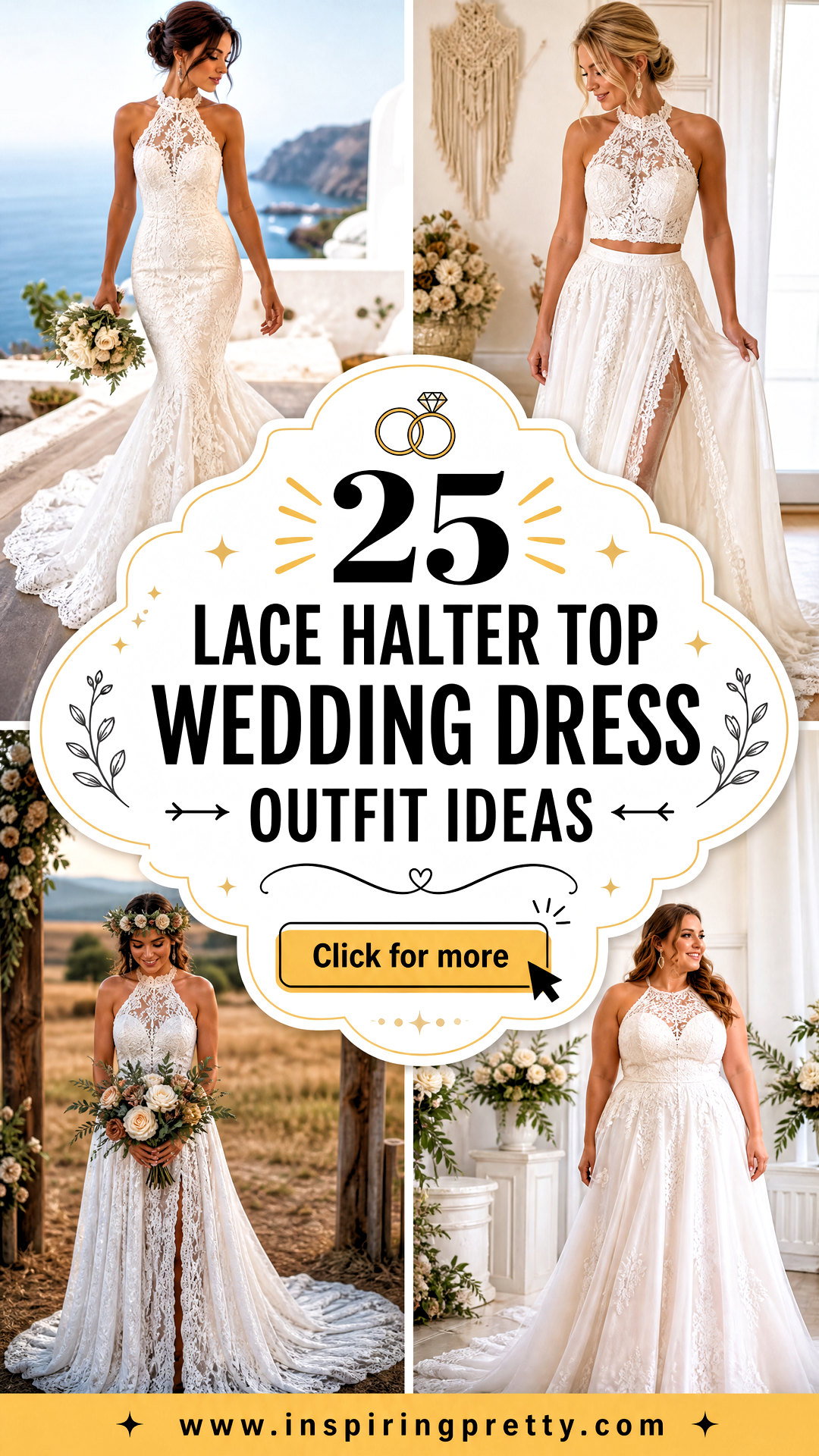 25 Lace Halter Top Wedding Dress Outfit Ideas for Dreamy Brides - 25 Lace Halter Top Wedding Dress Outfit Ideas for Dreamy Brides