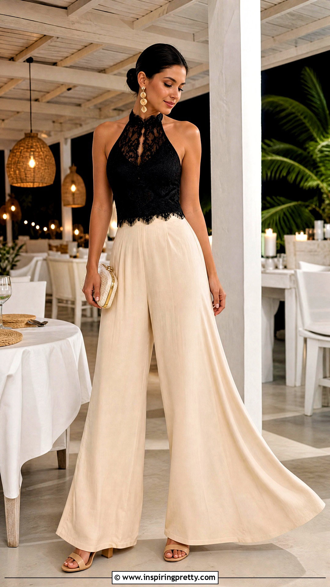 Lace Halter Top With Palazzo Pants - 50 lace tops for women classy ideas