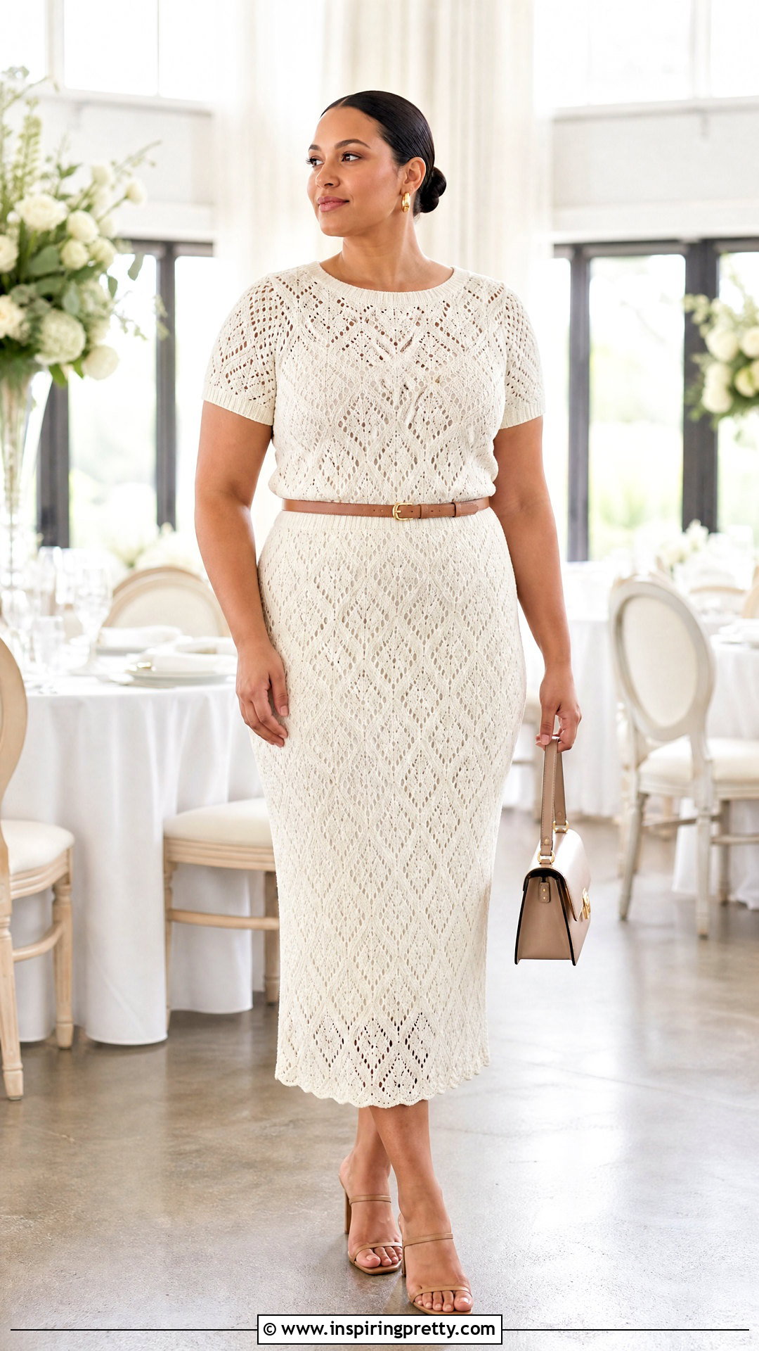 Lace Knit Top With Matching Knit Skirt - 20 Lace Knit Top Style outfit ideas