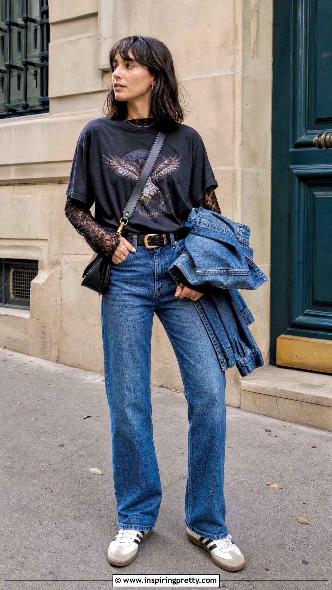 Lace Long Sleeve Top Under A Graphic T Shirt - 50 lace long sleeve top outfit layered ideas