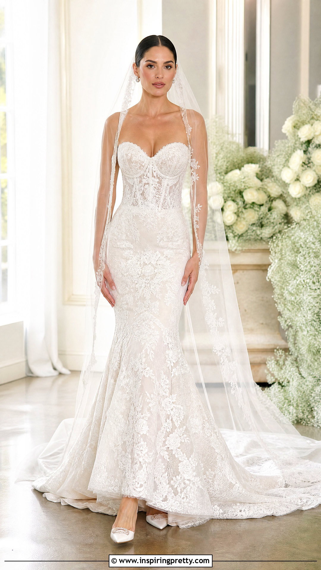 Lace Mermaid Bustier Wedding Dress - 25 wedding dress with bustier top outfit ideas