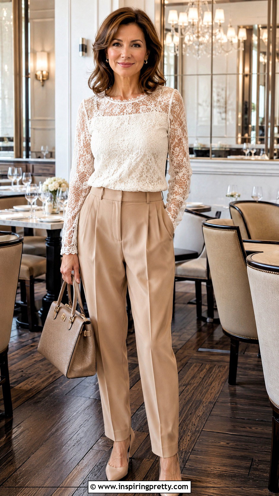 Lace Net Top With Pleated Trousers - 50 net top designs for women
