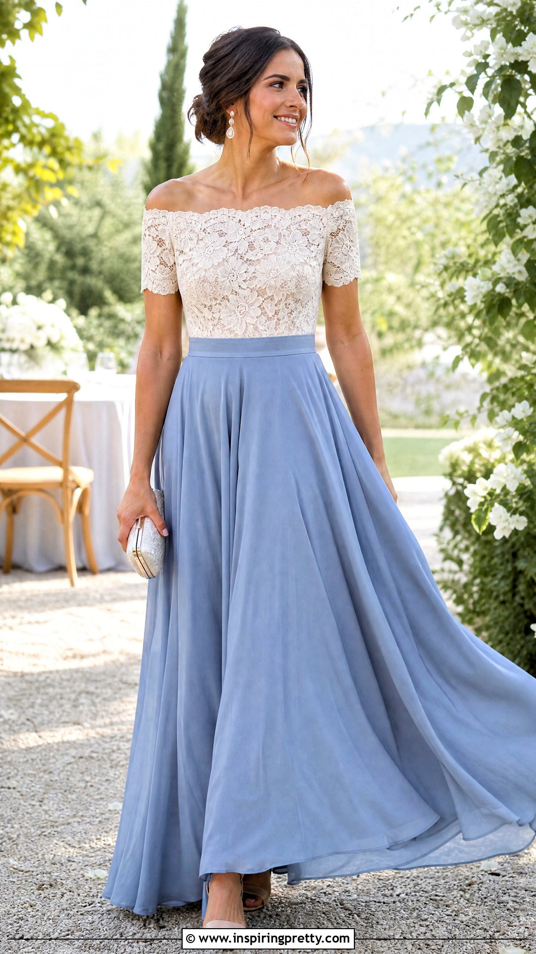 Lace Off Shoulder Top With Maxi Skirt - 50 lace tops for women classy ideas
