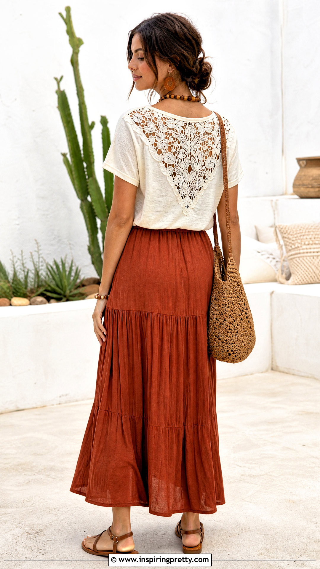 Lace Panel T Shirt With Maxi Skirt - 25 diy boho tops upcycled clothing ideas